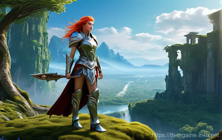 모바일게임 출시일 정보 - **Prompt 1: AION2 - Grand Fantasy World Exploration** "A majestic female warrior in an intricate...