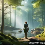 모바일게임 기술적 발전 - A highly detailed, cinematic shot of a fantasy adventure mobile game scene rendered with cutting-edg...