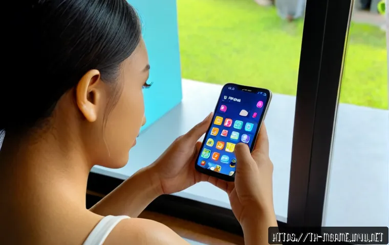 Home 30 모바일게임 리뷰 플랫폼 - Photorealistic over-the-shoulder view of a Thai young adult reviewing mobile games on a modern smart...